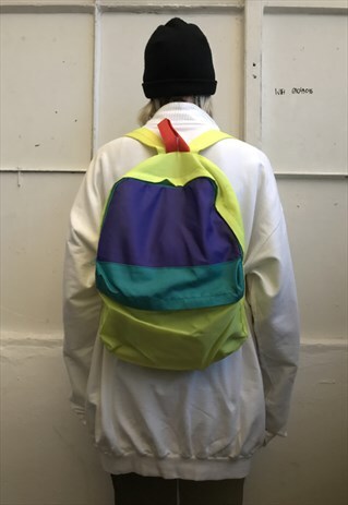 VINTAGE 90' OLDSCHOOL COOL UNISEX NEON COLORFUL RUCKSACK