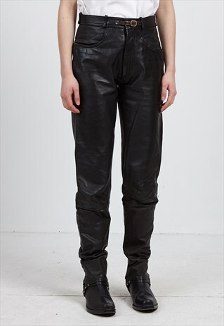 VINTAGE BLACK LEATHER TROUSERS BOTTOMS