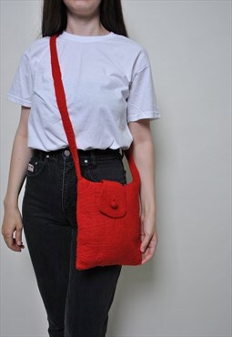 Tote boho bag vintage 00s fashion red crossbody shoulder bag
