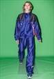 90's Vintage warm retro ski tracksuit in electric blue