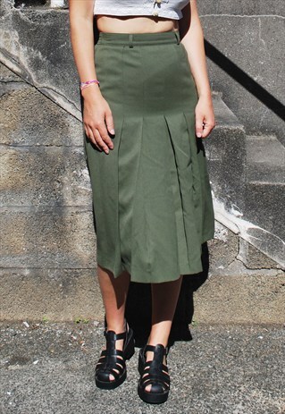 VINTAGE 90S KHAKI PLEAT SKIRT