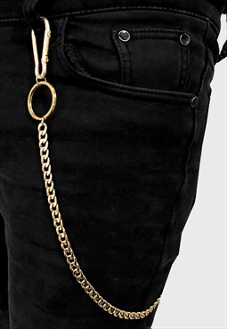 54 Floral Curb Jean Wallet Trouser Key Pocket Chain - Gold