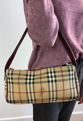 WOMENS BURBERRY HANDBAG BEIGE NOVA CHECK BAG PURSE