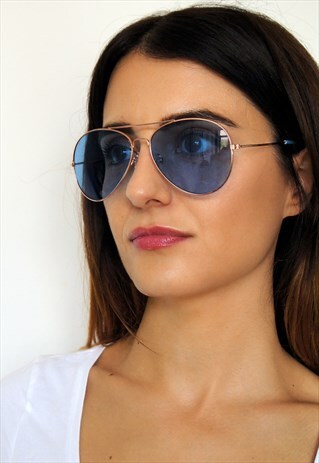 NEW BLUE AVIATOR SUNGLASSES