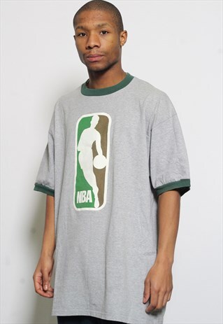 VINTAGE NBA BASKETBALL LOGO T-SHIRT GREY