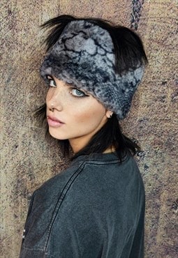 Faux fur snake headband luxury python head cover in grey