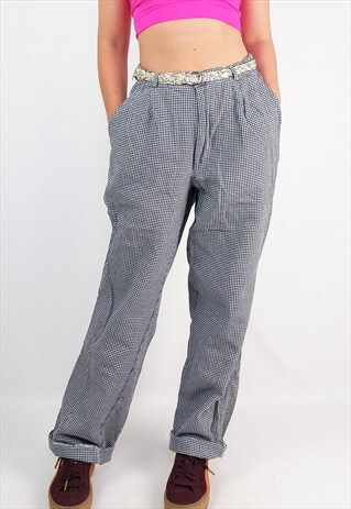 VINTAGE 80'S HIGH WAIST HOUNDS-TOOTH CARROT PANTS
