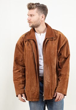 Vintage 80's Suede Parka Jacket in Brown