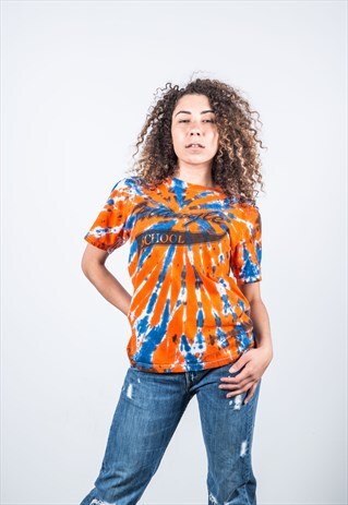 VINTAGE ORANGE AND BLUE TIE-DYE T-SHIRT