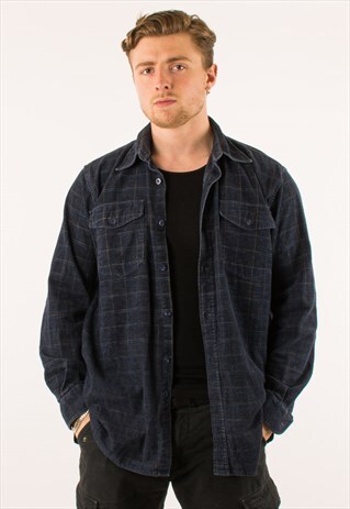 VINTAGE BLUE CHECKERED CORDUROY SHIRT