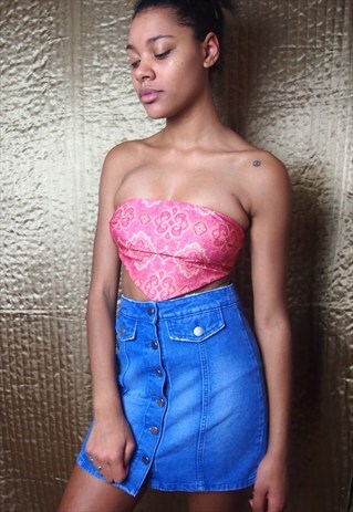 PINK FLORAL PRINT BOOB TUBE