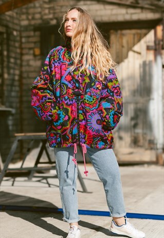 VINTAGE 80S BOLD PATTERNED SKI JACKET