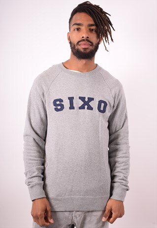 NIKE MENS VINTAGE SIXO SWEATSHIRT JUMPER MEDIUM GREY 90S