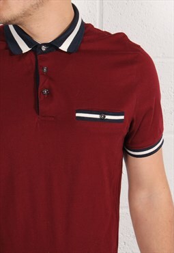 Vintage Ted Baker Polo Shirt in Red Short Sleeve Tee Large