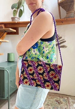 Vintage 90's Hippie Embroidered Shoulder Bag - ONE SIZE