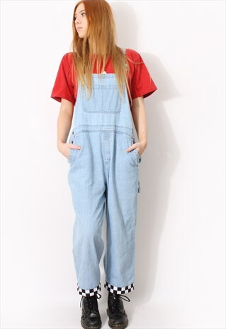 VINTAGE CHECKERBOARD DENIM DUNGAREES