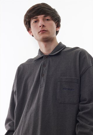 VINTAGE YVES SAINT LAURENT RUGBY POLO SHIRT 90S GREY