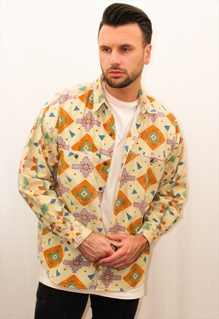 VINTAGE 80'S PRINT CORDUROY SHIRT
