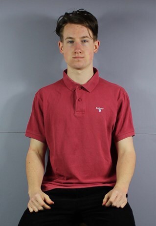 VINTAGE BARBOUR POLO SHIRT IN RED WITH EMBROIDERED LOGO. SIZ