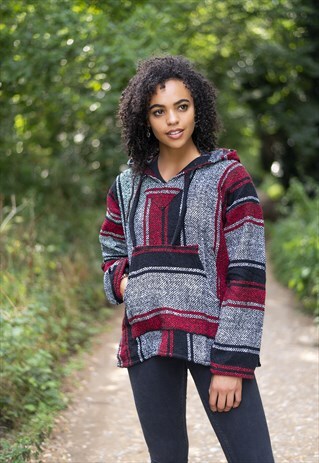 BAJA HOODIE HIPPIE JUMPER MEXICO LADIES SWEATER GIRLS UNISEX