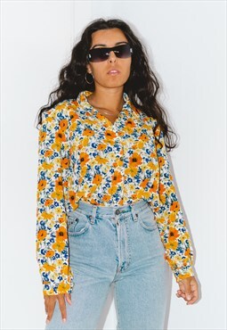 Vintage 90s floral printed long sleeves Patterned shirt
