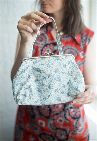 VINTAGE 70'S BLUE FLORAL PRINT BAG
