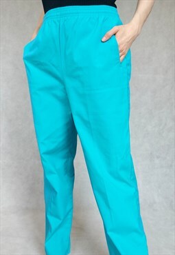 Vintage Tourquoise Womens Pants, Ocean Blue Pants, Koref 