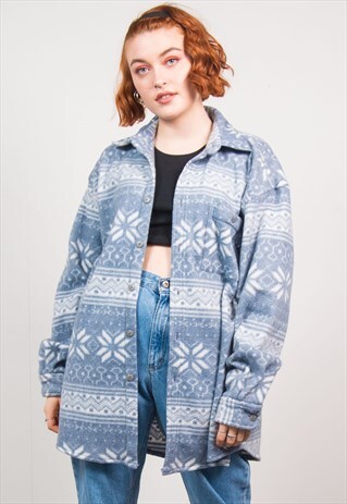 VINTAGE 90'S PATTERN FLEECE SHIRT