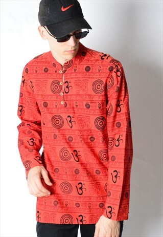 VINTAGE 80S RED AZTEC LIGHTWEIGHT SHIRT
