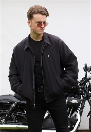 RALPH LAUREN USA JET BLACK HARRINGTON JACKET