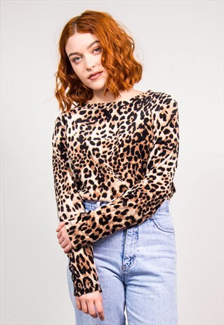 VINTAGE 90'S LEOPARD PRINT VELOUR VELVET TOP