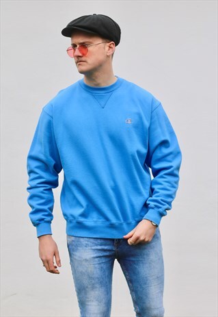CHAMPION USA MINIMALIST CAPRI BLUE VINTAGE SWEATSHIRT