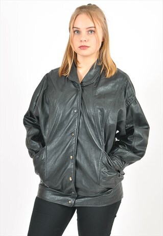 VINTAGE 80'S REAL LEATHER JACKET IN BLACK