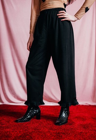 BLACK FRILL TROUSERS