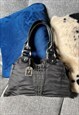 FENDI SHOULDER BAG HANDBAG BLACK ZUCCA ZEBRA VINTAGE LOGO