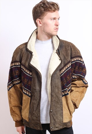 VINTAGE AZTEC FLEECE LINED JACKET