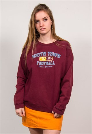 VINTAGE 90'S MAROON SOUTH TOWN USA SWEATSHIRT