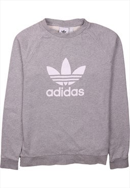 Vintage 90's Adidas Sweatshirt Spellout Crew Neck Grey Small