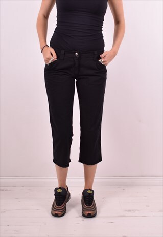 DOLCE & GABBANA WOMENS VINTAGE CAPRI JEANS W30 L22 BLACK 90S