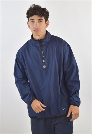 VINTAGE 90S NAVY BLUE NIKE 1/2 ZIP SPORTS TOP