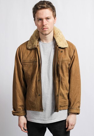 VINTAGE LEATHER SHERPA JACKET