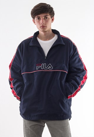 VINTAGE FILA PADDED PULLOVER 90S NAVY BLUE BIG LOGO