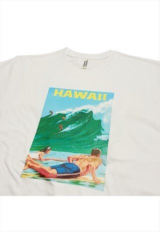 HAWAII TRAVEL POSTER T-SHIRT VINTAGE SURFING POSTER ART