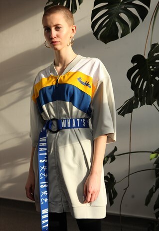 VINTAGE 90S OVERSIZED SPORTS BOMBER DRESS TUNIC