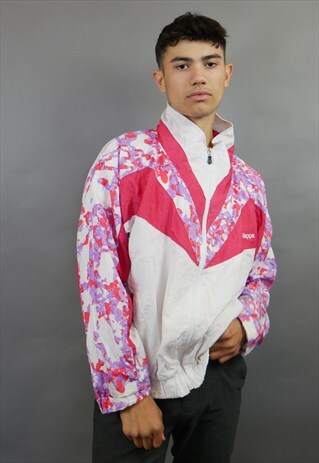 WHITE & HOT PINK PATTERNED KAPPA SHELL JACKET