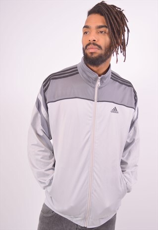 VINTAGE ADIDAS TRACKSUIT TOP JACKET GREY