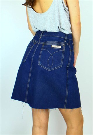 VINTAGE CALVIN KLEIN DENIM MINI SKIRT W LOGO BACK