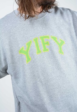 College Spell Out Sweatshirt Green Graphic Print