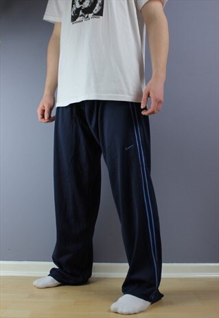 VINTAGE NIKE JOGGERS IN NAVY EMBROIDERED LOGO COTTON