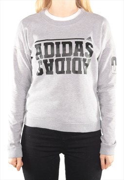 Adidas - Grey Printed Spellout Sweatshirt - XSmall